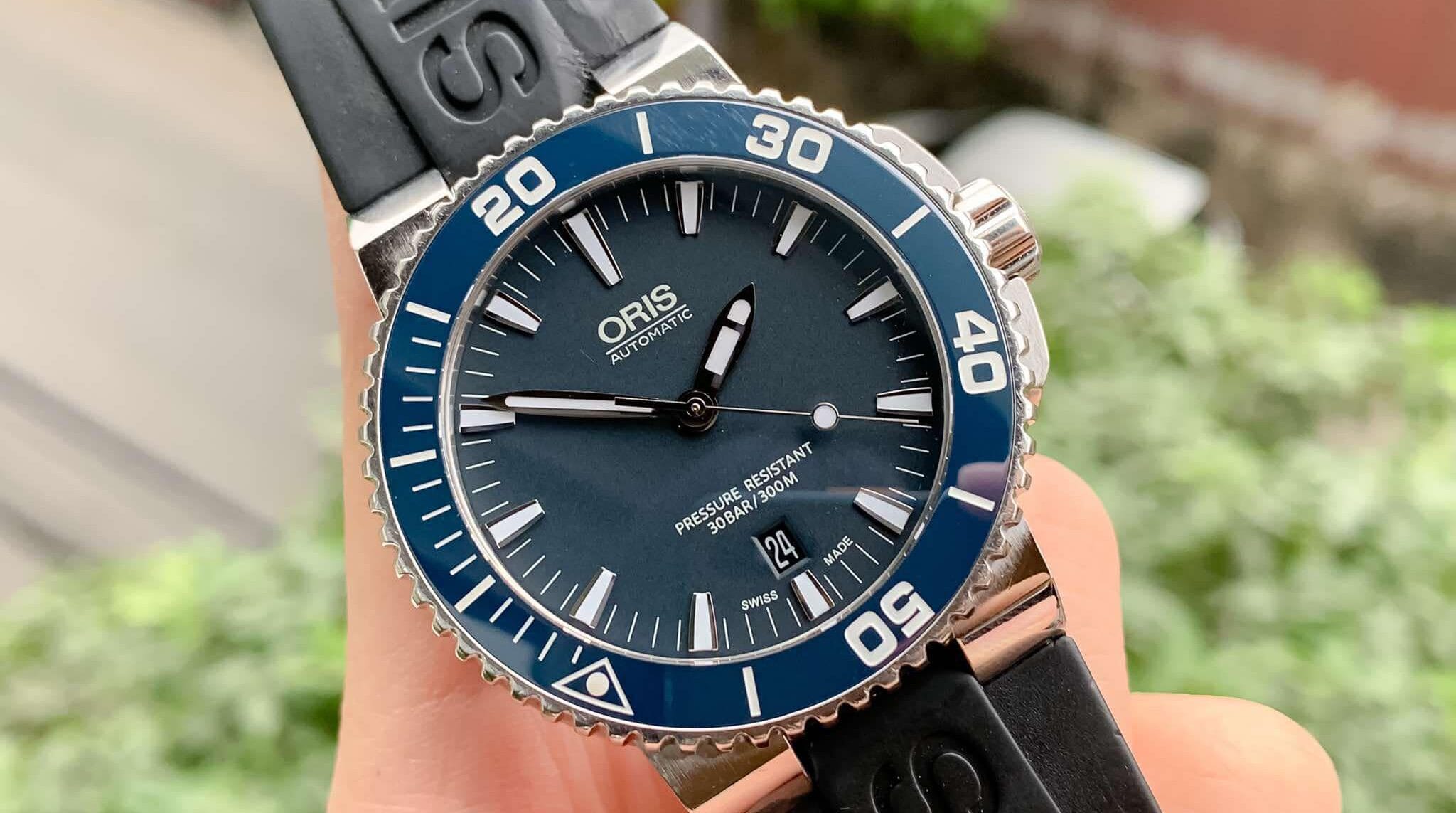 ORIS AQUIS DATE 733 7653 4155RS xanh blue cực chất mang phong cách thể thao nam tính 